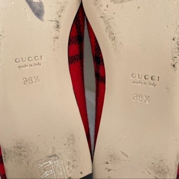 GUCCI Horsebit Check-Wool Point-Toe‎ Ballet Flats Women Size 8.5 - Picture 12 of 12